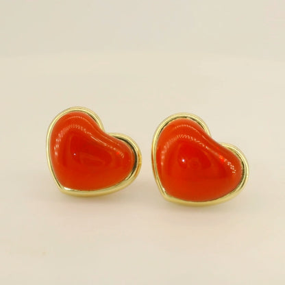Aurora Heart Studs with Poured Glass